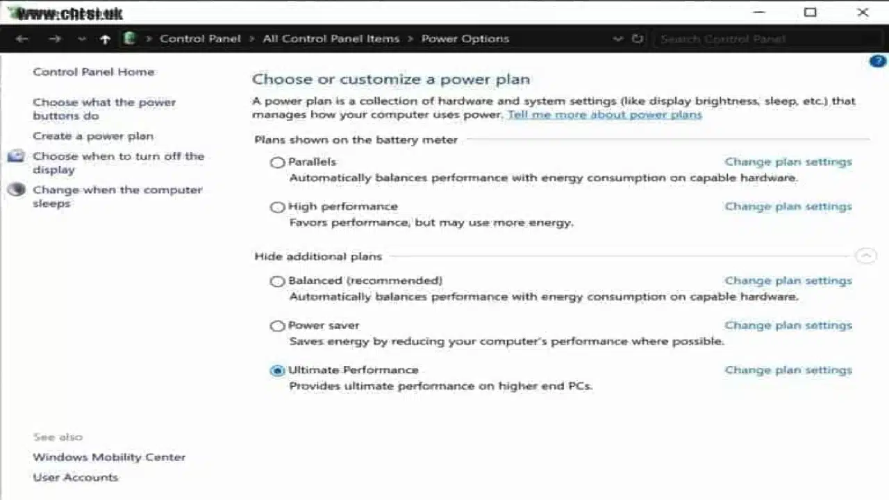 How do I restore missing power options