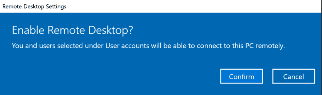 Enable Remote Desktop Confirmation