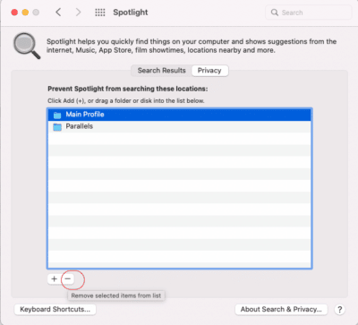 Select the folder and then minus to remove it Select the folder and then minus to remove it