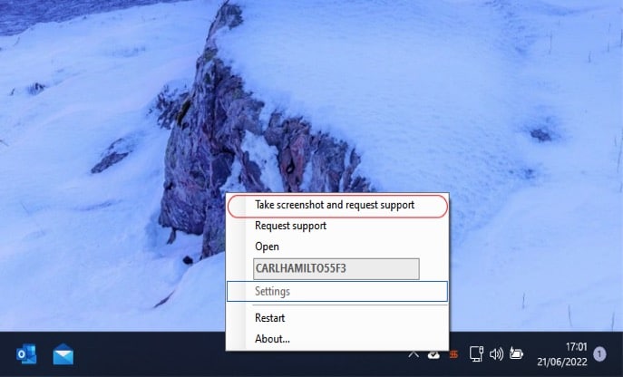 Take Screenshot and Request IT Support Take Screenshot and Request Support