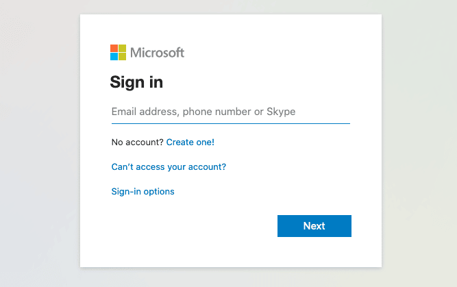 Microsoft 365 white login